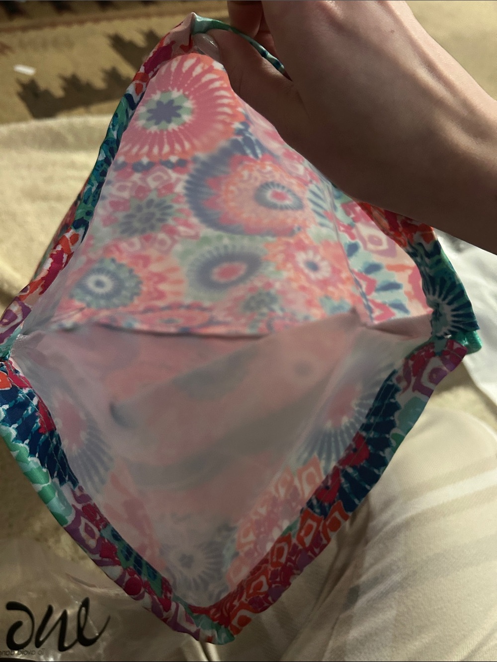 Colorful Geometric Print Drawstring Tote - Multicolor - Picture 3 of 3